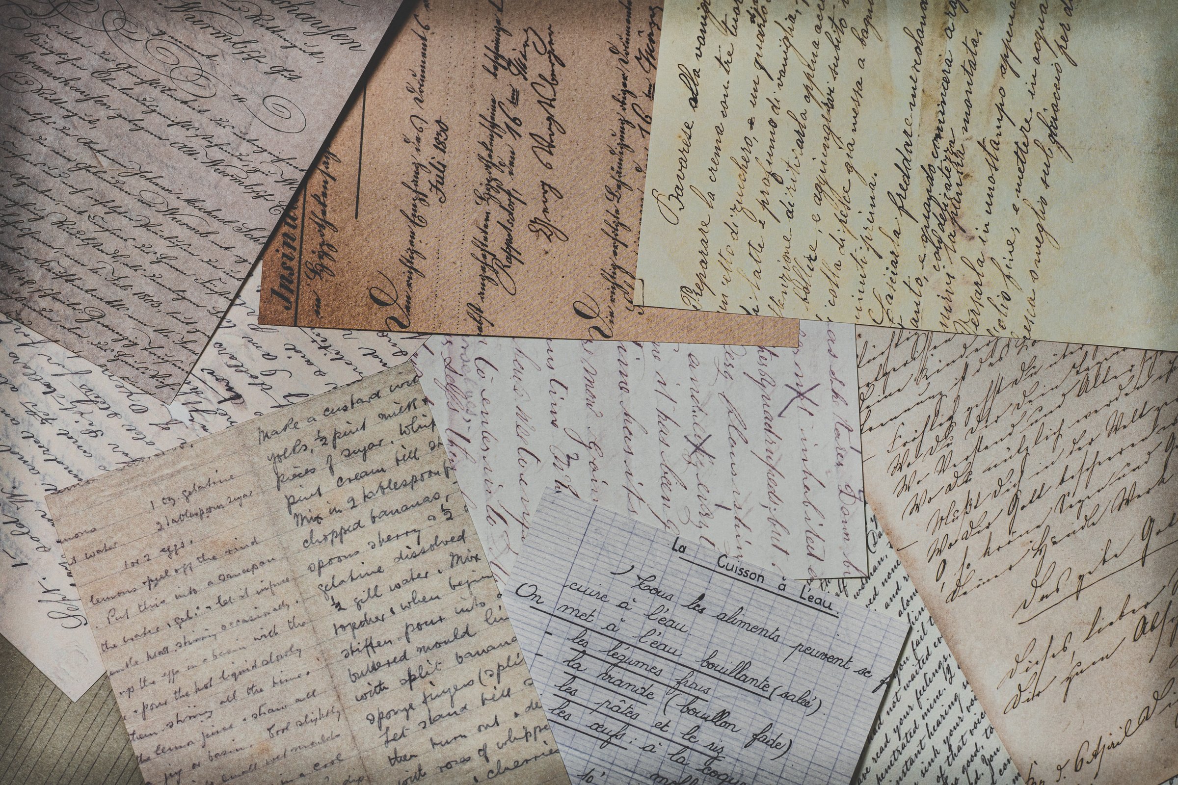 Close-Up Shot of Vintage Papers