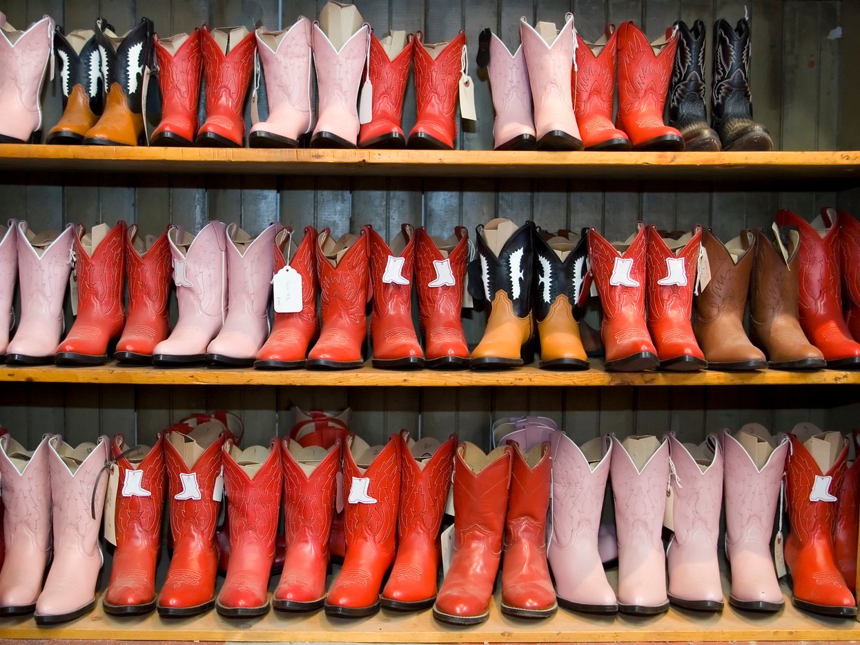 Cowgirl boots on display